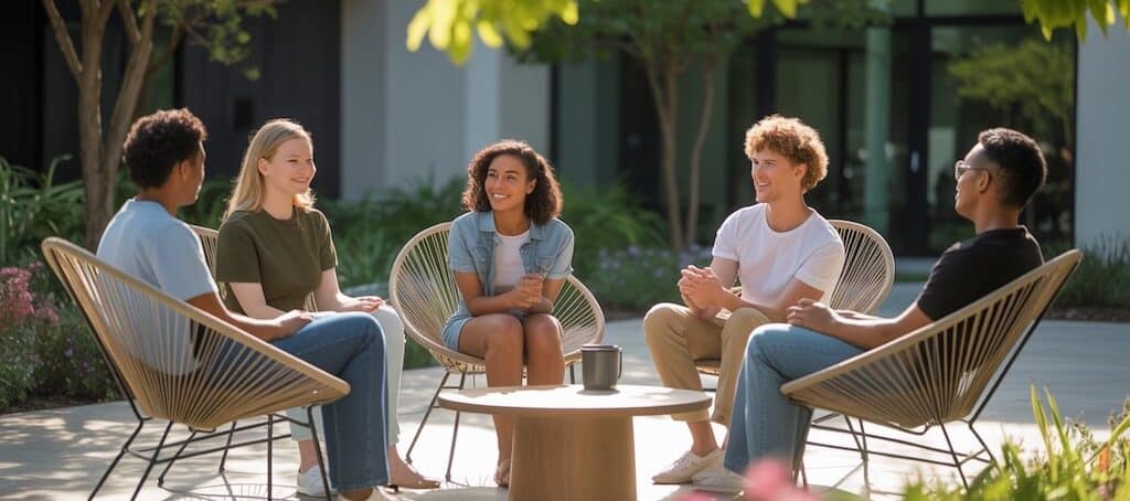 group therapy session outdoors in charlotte, north carolina at intensive outpatient rehab