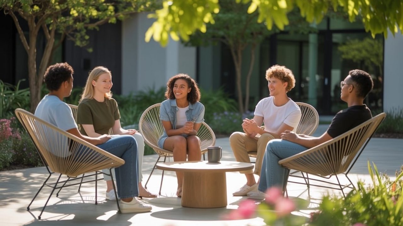 group therapy session outdoors in charlotte, north carolina at intensive outpatient rehab
